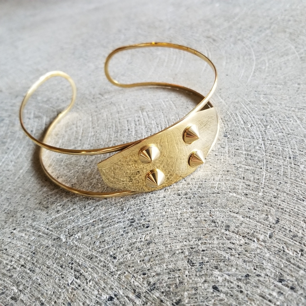 Spike ID brass choker band necklace - Picture 2 of 7